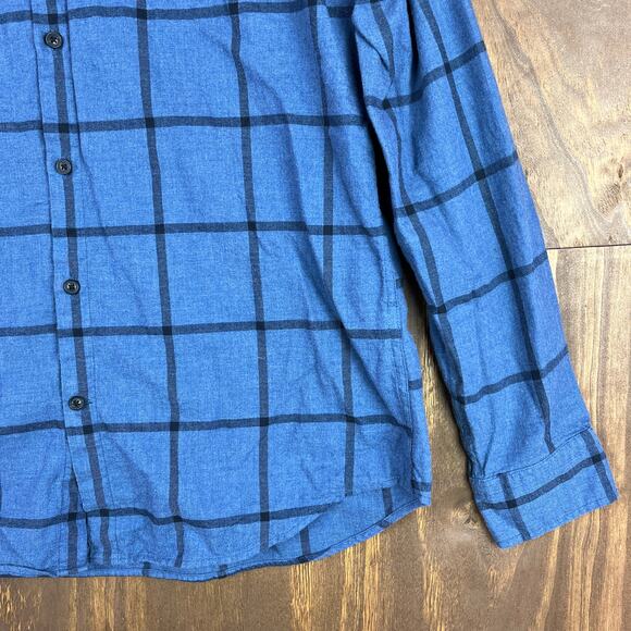 Banana Republic Mens Shirt Blue Windowpane Luxe Flannel Button Down Camden Fit M - Picture 5 of 13